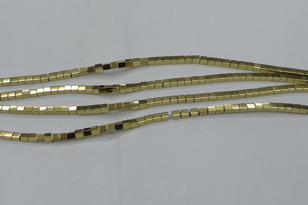 CHE592 15.5 inches 2*2mm cube plated hematite beads wholesale