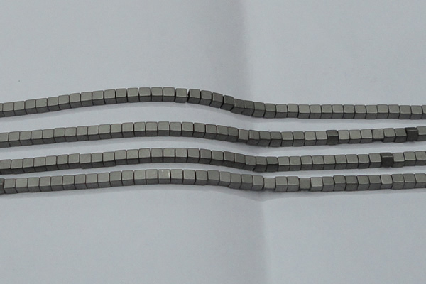 CHE608 15.5 inches 2*2mm cube matte plated hematite beads wholesale