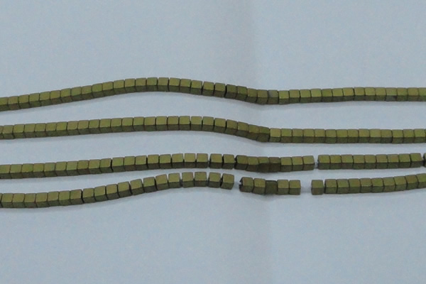 CHE611 15.5 inches 2*2mm cube matte plated hematite beads wholesale