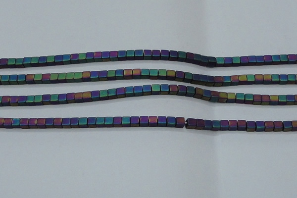 CHE613 15.5 inches 2*2mm cube matte plated hematite beads wholesale
