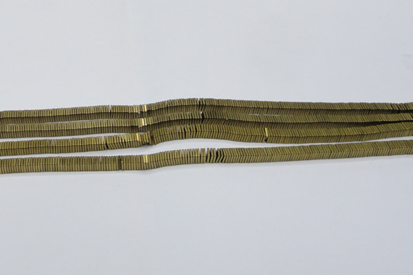 CHE619 15.5 inches 1*2*2mm square matte plated hematite beads