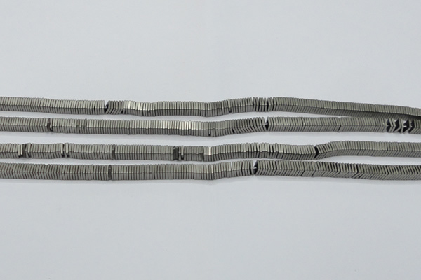 CHE625 15.5 inches 1*3*3mm square matte plated hematite beads