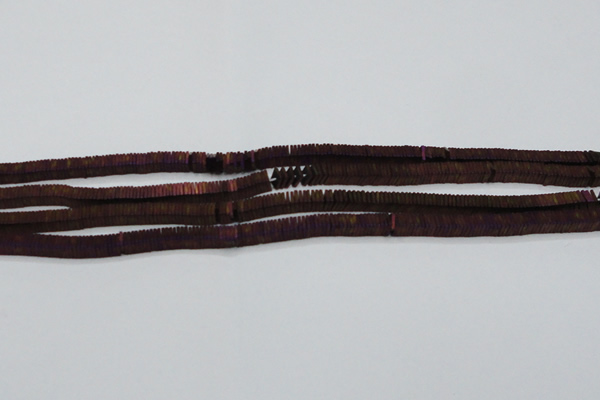 CHE628 15.5 inches 1*3*3mm square matte plated hematite beads