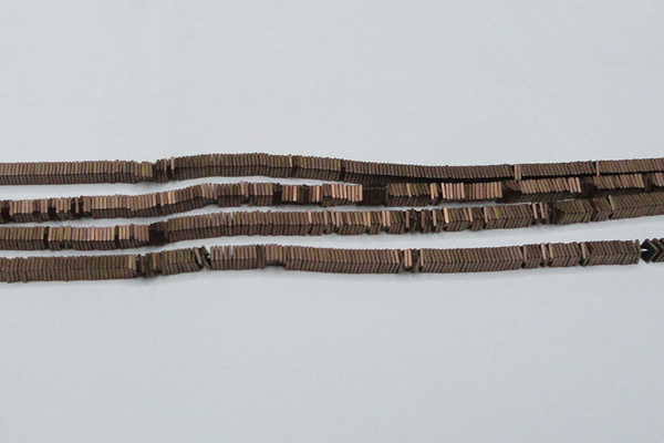 CHE634 15.5 inches 1*4*4mm square matte plated hematite beads