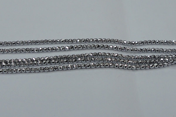 CHE700 15.5 inches 3mm faceted round plated hematite beads