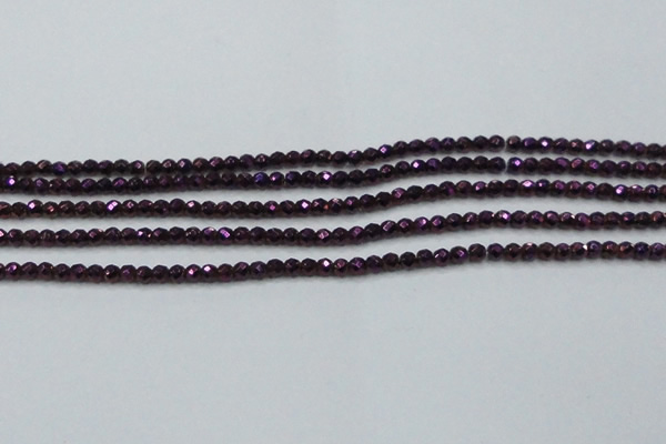 CHE704 15.5 inches 3mm faceted round plated hematite beads
