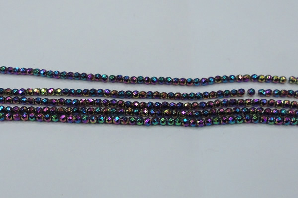 CHE716 15.5 inches 4mm faceted round plated hematite beads
