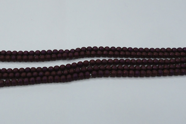 CHE724 15.5 inches 4mm round matte plated hematite beads wholesale