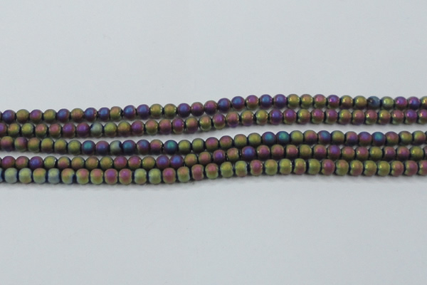 CHE725 15.5 inches 4mm round matte plated hematite beads wholesale