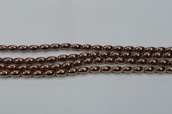 CHE743 15.5 inches 5*8mm rice plated hematite beads wholesale