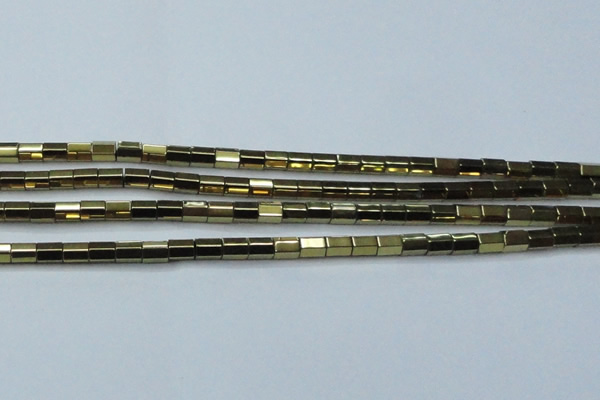 CHE752 15.5 inches 5*8mm faceted tube plated hematite beads
