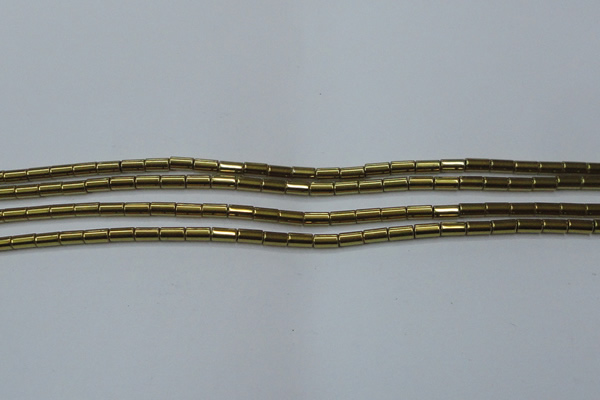 CHE761 15.5 inches 2*4mm tube plated hematite beads wholesale