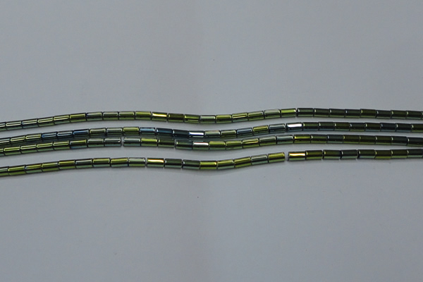 CHE762 15.5 inches 2*4mm tube plated hematite beads wholesale