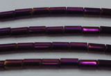 CHE763 15.5 inches 2*4mm tube plated hematite beads wholesale