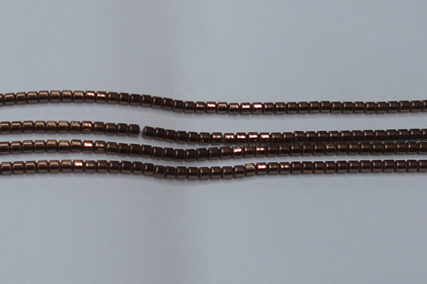 CHE777 15.5 inches 2*2mm drum plated hematite beads wholesale