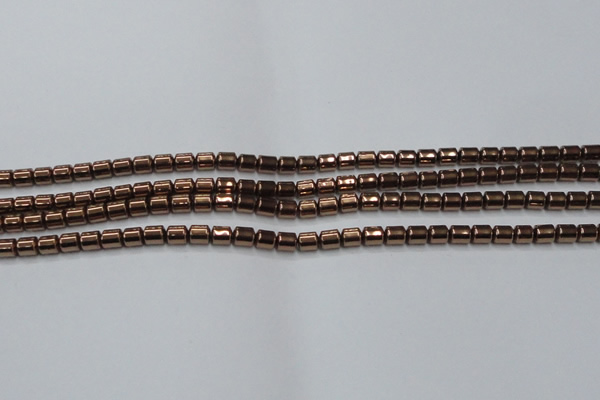 CHE788 15.5 inches 4*4.5mm drum plated hematite beads wholesale