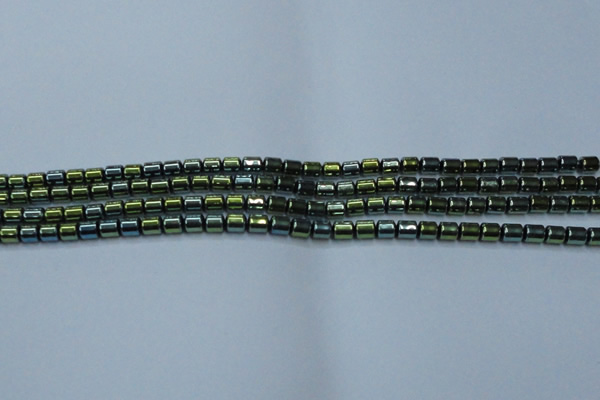 CHE789 15.5 inches 4*4.5mm drum plated hematite beads wholesale
