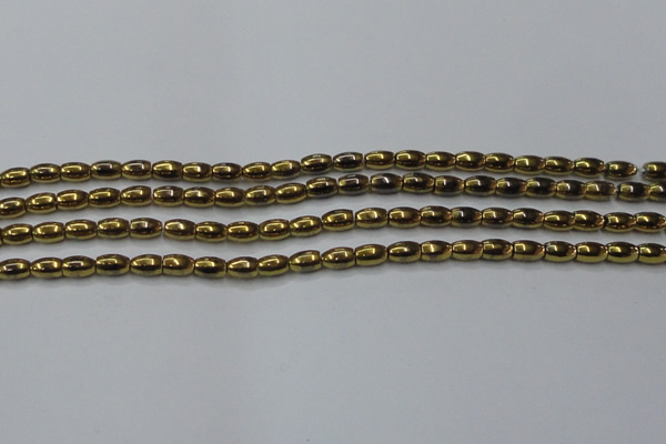 CHE803 15.5 inches 4*6mm rice plated hematite beads wholesale