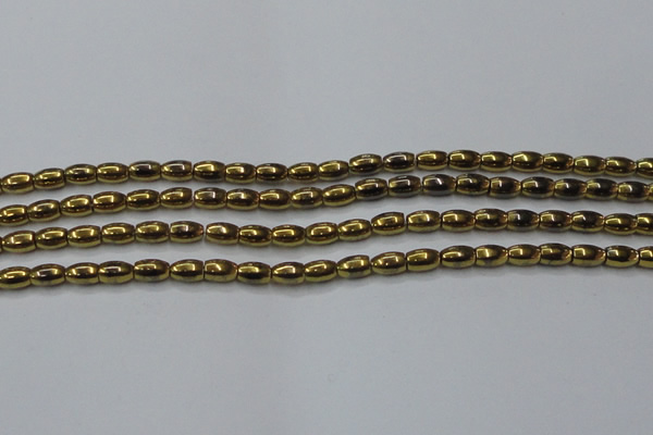 CHE811 15.5 inches 5*8mm rice plated hematite beads wholesale