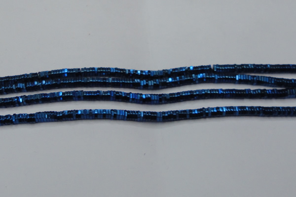 CHE839 15.5 inches 1*3mm hexagon plated hematite beads wholesale