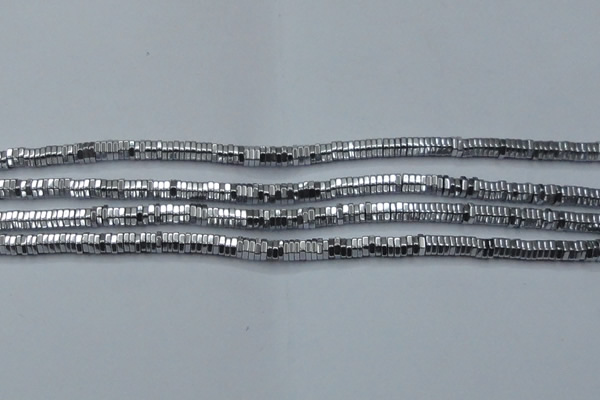 CHE841 15.5 inches 1*4mm hexagon plated hematite beads wholesale