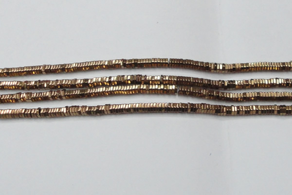 CHE842 15.5 inches 1*4mm hexagon plated hematite beads wholesale