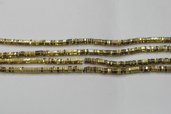 CHE843 15.5 inches 1*4mm hexagon plated hematite beads wholesale