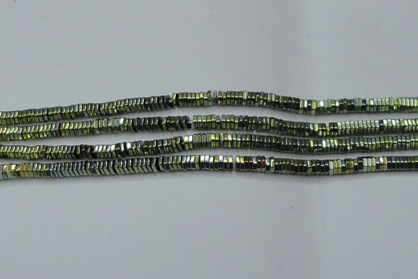 CHE844 15.5 inches 1*4mm hexagon plated hematite beads wholesale