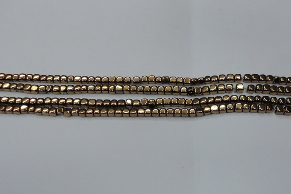 CHE862 15.5 inches 3*3mm dice platedhematite beads wholesale