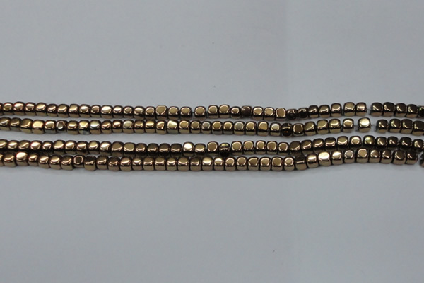CHE867 15.5 inches 4*4mm dice platedhematite beads wholesale