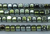 CHE869 15.5 inches 4*4mm dice platedhematite beads wholesale