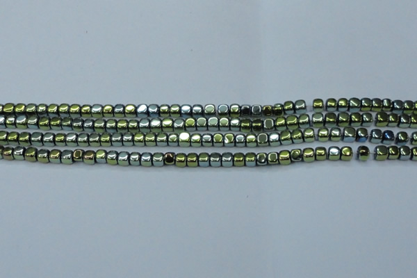 CHE869 15.5 inches 4*4mm dice platedhematite beads wholesale