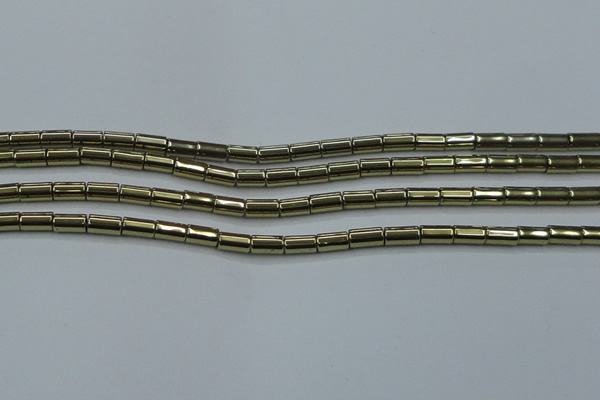 CHE883 15.5 inches 3*5mm tube plated hematite beads wholesale