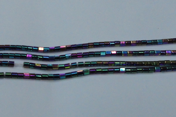 CHE891 15.5 inches 2*2mm faceted tube plated hematite beads wholesale