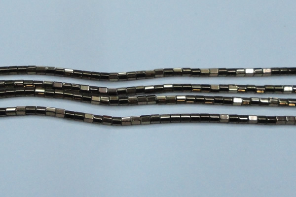 CHE897 15.5 inches 3*3mm faceted tube plated hematite beads wholesale