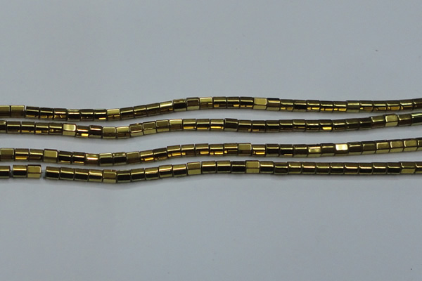 CHE899 15.5 inches 3*3mm faceted tube plated hematite beads wholesale