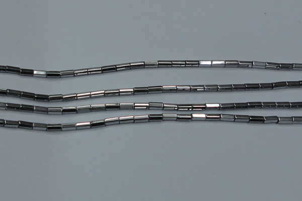CHE905 15.5 inches 2*4mm faceted tube plated hematite beads wholesale