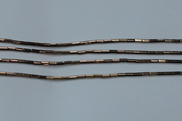 CHE906 15.5 inches 2*4mm faceted tube plated hematite beads wholesale