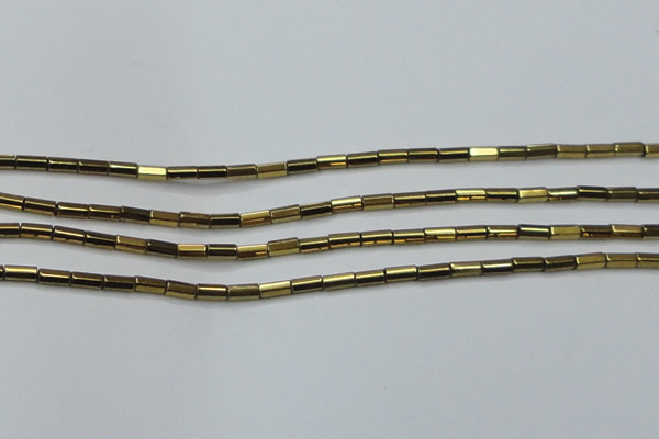 CHE908 15.5 inches 2*4mm faceted tube plated hematite beads wholesale
