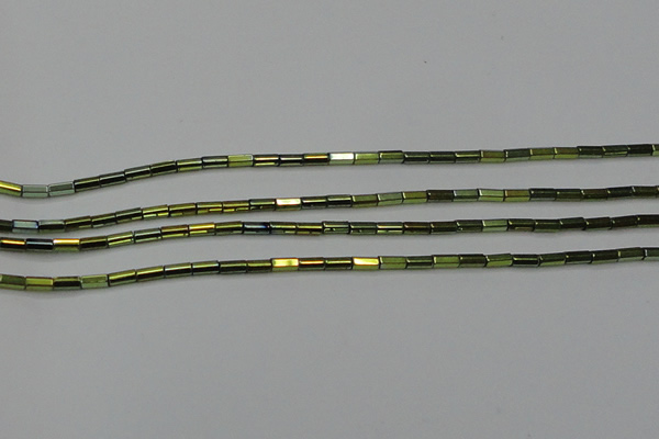 CHE909 15.5 inches 2*4mm faceted tube plated hematite beads wholesale