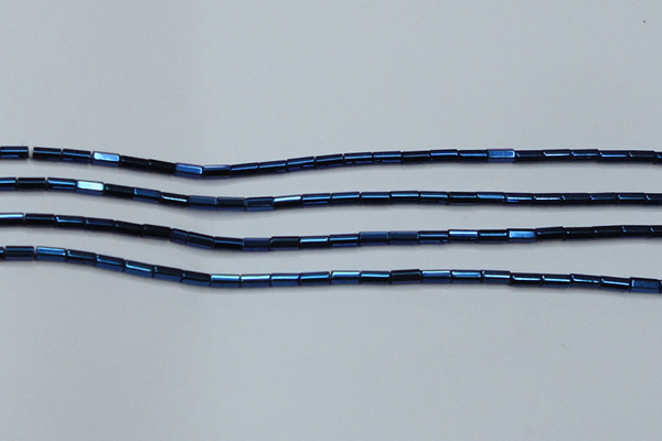 CHE911 15.5 inches 2*4mm faceted tube plated hematite beads wholesale