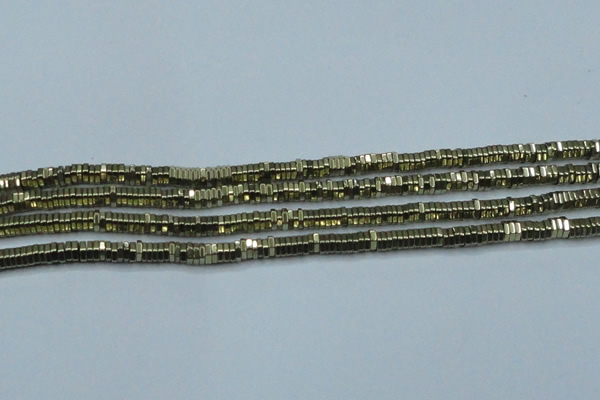 CHE913 15.5 inches 1*2mm hexagon plated hematite beads wholesale