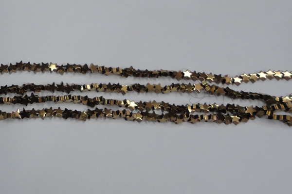 CHE939 15.5 inches 4mm star plated hematite beads wholesale