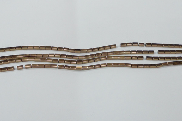 CHE955 15.5 inches 2*4mm cuboid plated hematite beads wholesale