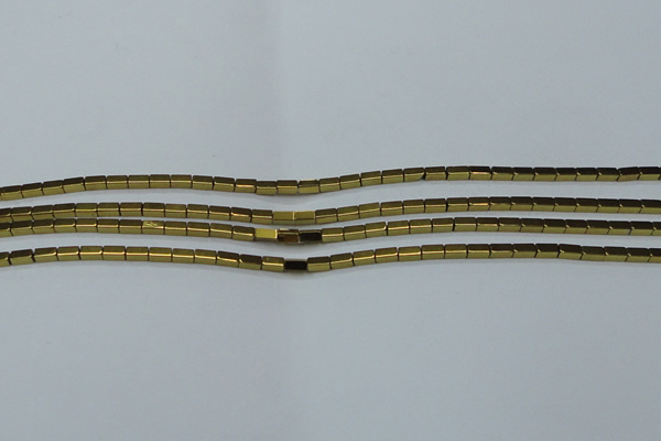 CHE956 15.5 inches 2*4mm cuboid plated hematite beads wholesale