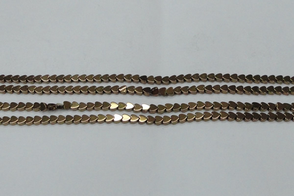 CHE993 15.5 inches 4*4mm heart plated hematite beads wholesale