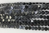 CHG106 15.5 inches 6mm flat heart black stone beads wholesale