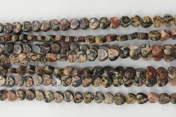 CHG108 15.5 inches 6mm flat heart leopardskin jasper beads wholesale