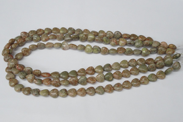 CHG14 15.5 inches 10*10mm heart New unakite gemstone beads wholesale