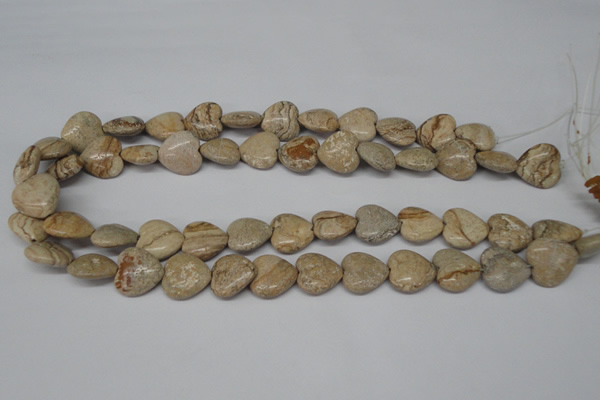 CHG41 15.5 inches 14*14mm heart picture jasper beads wholesale